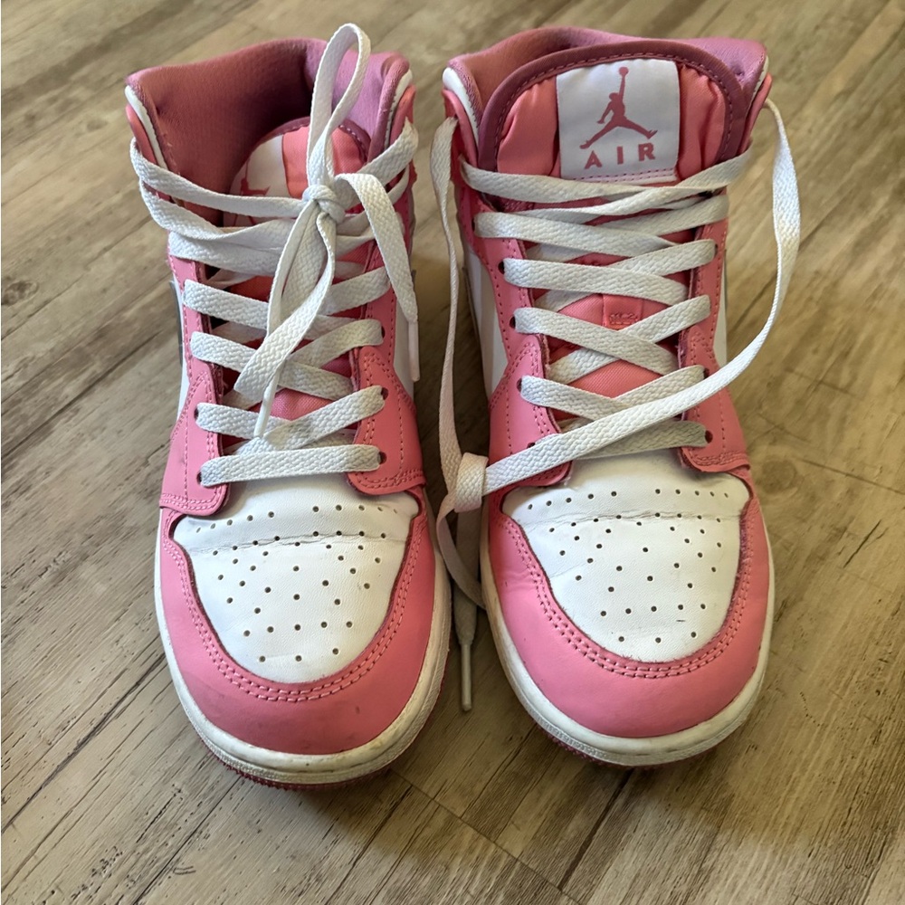 Jordan Kids Pink and White High-Top Sneakers